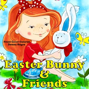 Easter Bunny & Friends Adult Greyscale Coloring Book 48 Pages with Color Guide high resolution 8.5 x 11 instant download printable PDF