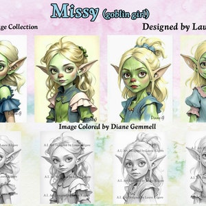 Missy Goblin Girl Coloring Pages: 4-Page Collection (PDF)