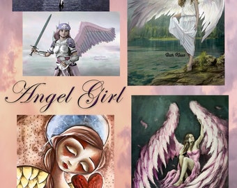 Angel Girl Coloring Book 48 Page Coloring Book with Color Guide high resolution 8.5 x 11 instant download printable PDF