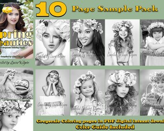 Kleurboek Spring Beauties, bloemenportretten in grijstinten (pdf-download)