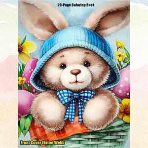 Easter Teddy Bears Coloring Book: 20-Page Greyscale for Adults (PDF)
