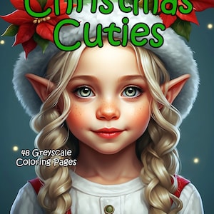 Christmas Cuties: 48 Greyscale Coloring Pages for Adults (PDF)