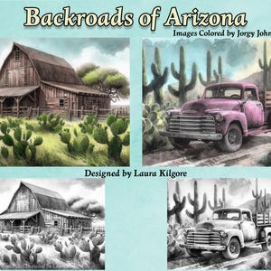 Arizona Backroads Coloring Pages for Adults: 2-Page Printable PDF