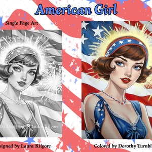 Página para colorear de American Girl: Arte patriótico (Descarga PDF)