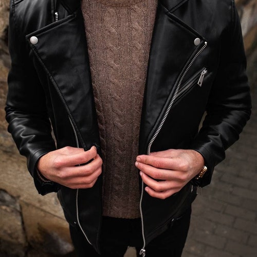 Mens Eco Leather Jacket/Blackk Mens Jacket/Black shops Friday