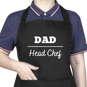 Personalised Dad Head Chef Aprons for Women Men Apron Father Day Gift Kitchen Apron Baking Apron Gift for Her Custom Apron Novelty