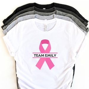 Cancer Awareness Shirt für Team Cancer - personalisiertes Cancer Support T-Shirt, Pink Ribbon Design Shirt