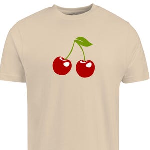 Cherry Graphic T-Shirt – Fruit Illustration Tee with Sweet Red Cherry Design – Soft Cotton Women&#39;s trendy summer t shirt