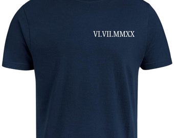 Roman Numeral T-Shirts, Personalised Initials Couple Matching Shirt, Custom Wedding Date Tees, Memorial Anniversary Gift for Him