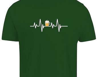 Maglietta con battito cardiaco della birra e ECG – Maglietta divertente per gli amanti della birra da uomo – Maglietta con battito cardiaco della birra ECG – Maglietta con grafica per feste – Idea regalo Pub Life