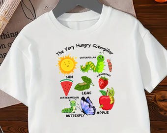 Hungry Caterpillar Kids Shirt – Educational Toddler Tee – Learning Fruit and Insect Shirt – Cute Insect Graphic Tee for Boys & Girls