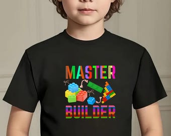 Mästerbyggare Barn T-shirt – Byggtema T-shirt för barn – Rolig byggare grafik T-shirt