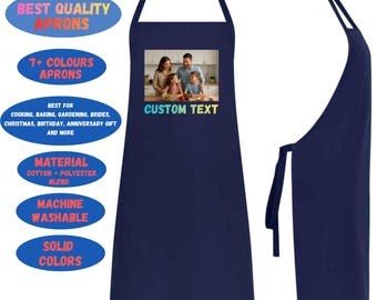 Personalised Photo and Text Multicolor Apron – Custom Baking, Cooking, Chef Apron for Kitchen