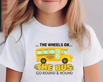 The Wheels on the Bus Go Round & Round' Graphic Tee, Nursery Rhyme Shirt for Toddlers Fun Musical Tee for Kids