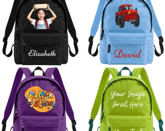 Custom Kids Backpack – Personalised Name Photo Print School Travel Bag