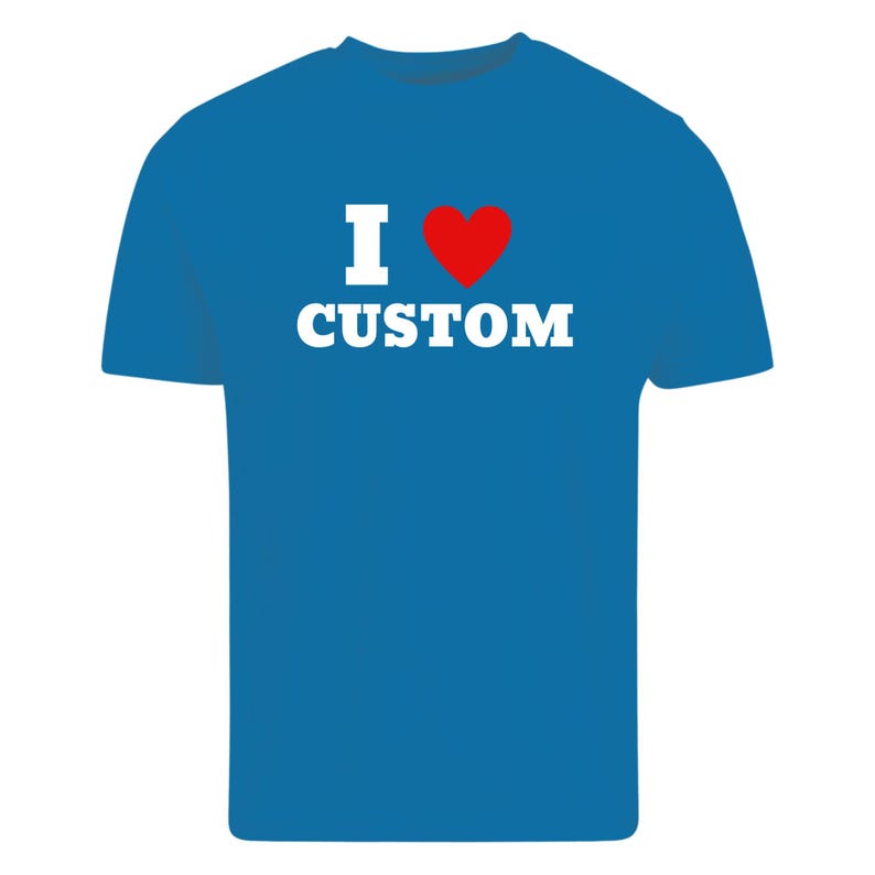 Custom Text Shirt, Personalized Unisex Crew Neck Tee Sapphire Blue