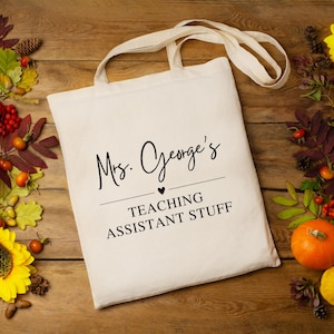 Custom Teacher Tote Bag Teaching Assistant Stuff  Personalised Gift, Teacher Appreciation Gift, Custom Name