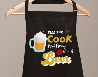 Funny Kitchen Apron: Kiss The Cook, Beer Gift