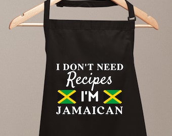 Ich brauche keine Rezepte, ich bin jamaikanische Lustige Schürze für Männer, Frauen, Neuheit, Chefkoch, Küche, BBQ, Einweihungsparty, Geschenk für sie, Kochen, Backen, Vatertag