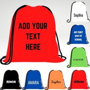 Personalised Drawstring Bags Custom Name Children&#39;s College Sports Adult Bag Kids Backpack Soccer School Gym Bags