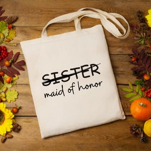 Maid of Honor Gift from Bride Tote Bag - Bridesmaids Proposal Gifts- Bachelorette Party Gift for Maid of Honor - Bridal tote bag