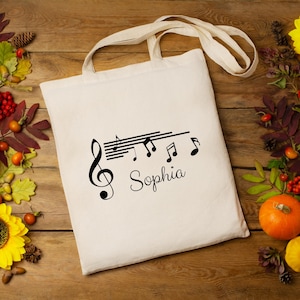 Sac fourre-tout personnalisé pour musique avec prénom - Cadeau parfait pour les musiciens