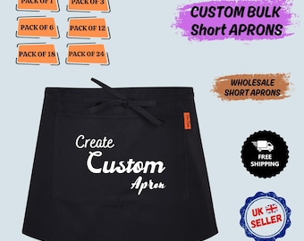 Personalized Waist Apron with Pockets, Custom Text or Logo