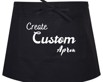 Personalised apron with pocket print any name text or logo short waist half apron Bar Pub Apron for Women Men with Cooking apron waitress