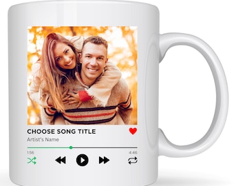 Personalized Music Photo Mug, Custom Couple Gift