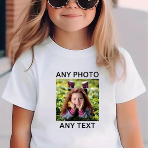 Personalised Kids Photo tshirt - Childrens Custom Photo and Text tshirt - kids Name tshirt, Custom Design tshirt, Your Own Photo Tee