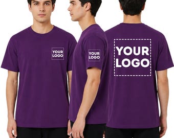 Custom Logo T-Shirt for Men – Personalized Tee with Your Logo, Front Chest, Sleeve and Back Print, 100% Cotton Shirt for Work, Events