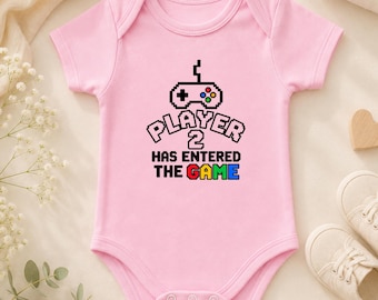 Player 2 Has Entered The Game Baby Bodysuit, Gaming Infant Bodysuit, 100% Cotton Short Sleeve Baby Grow, Newborn Gamer Baby Shower Gift