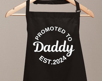 Promoted To Daddy Est 2024 Apron Fathers Day Dad Gifts from Daughter Son Wife,Funny Dad Gifts for Dad Husband,Birthday Apron Gifts