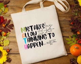 Geometric Math Teacher Tote Bag - Women's Gift | Stylish Math Teacher Tote - Unique Geometry Design