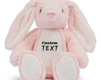 Conejito rosa personalizado / Osito de peluche con nombre personalizado, regalo para bebé