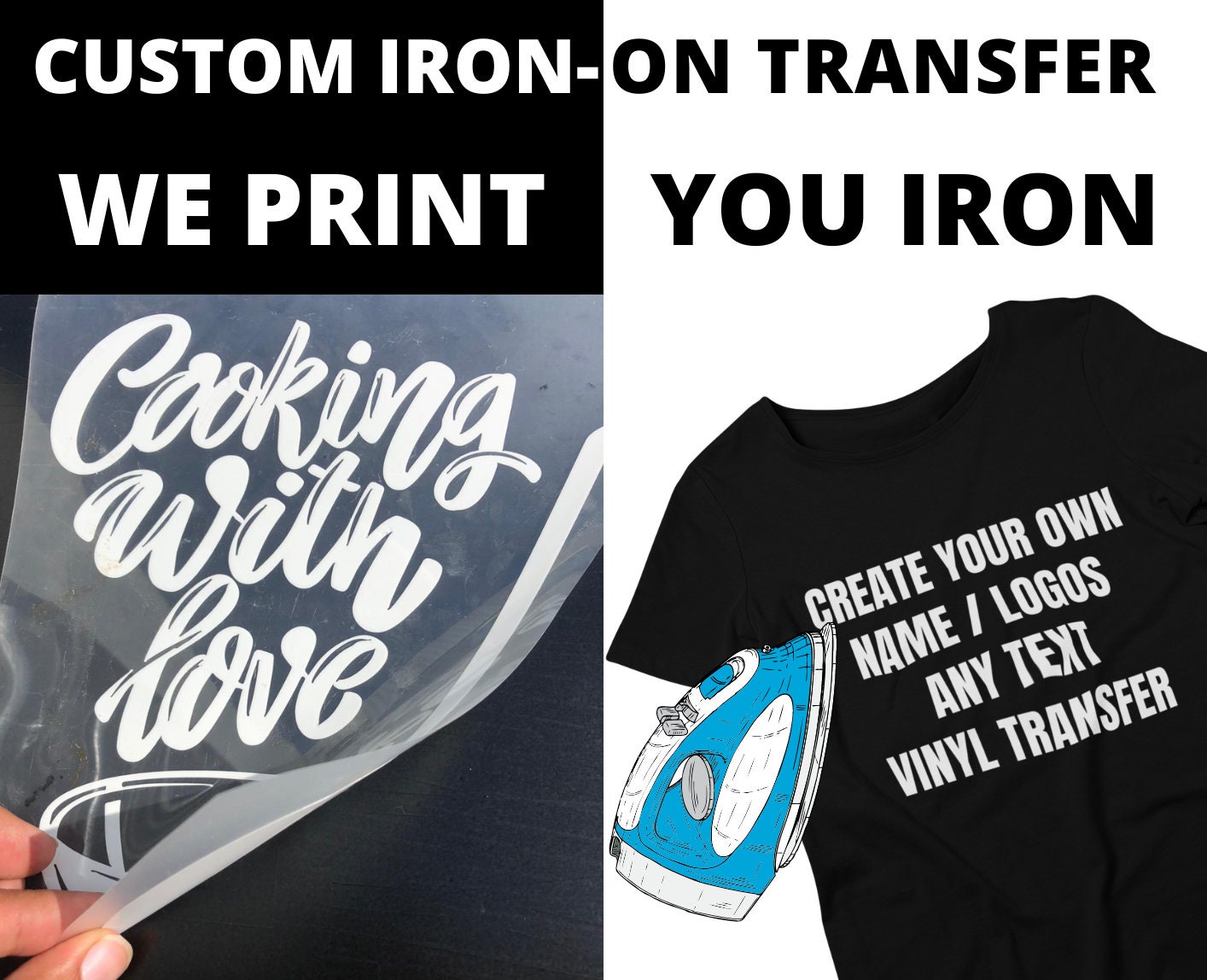 Custom Iron on Transfers Vinyl Decals Personalized Heat for Etsy UK