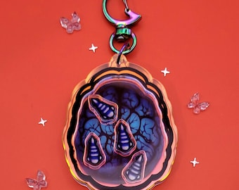Mindflayer Illithid Parasite BG3 Shaker Keychain with Rainbow Holographic