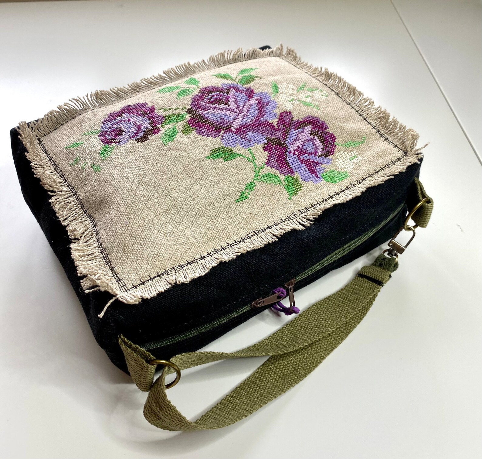 Soft Zipper Cosmetic Bag. Embroidery Roses Makeup Bag. Black Etsy