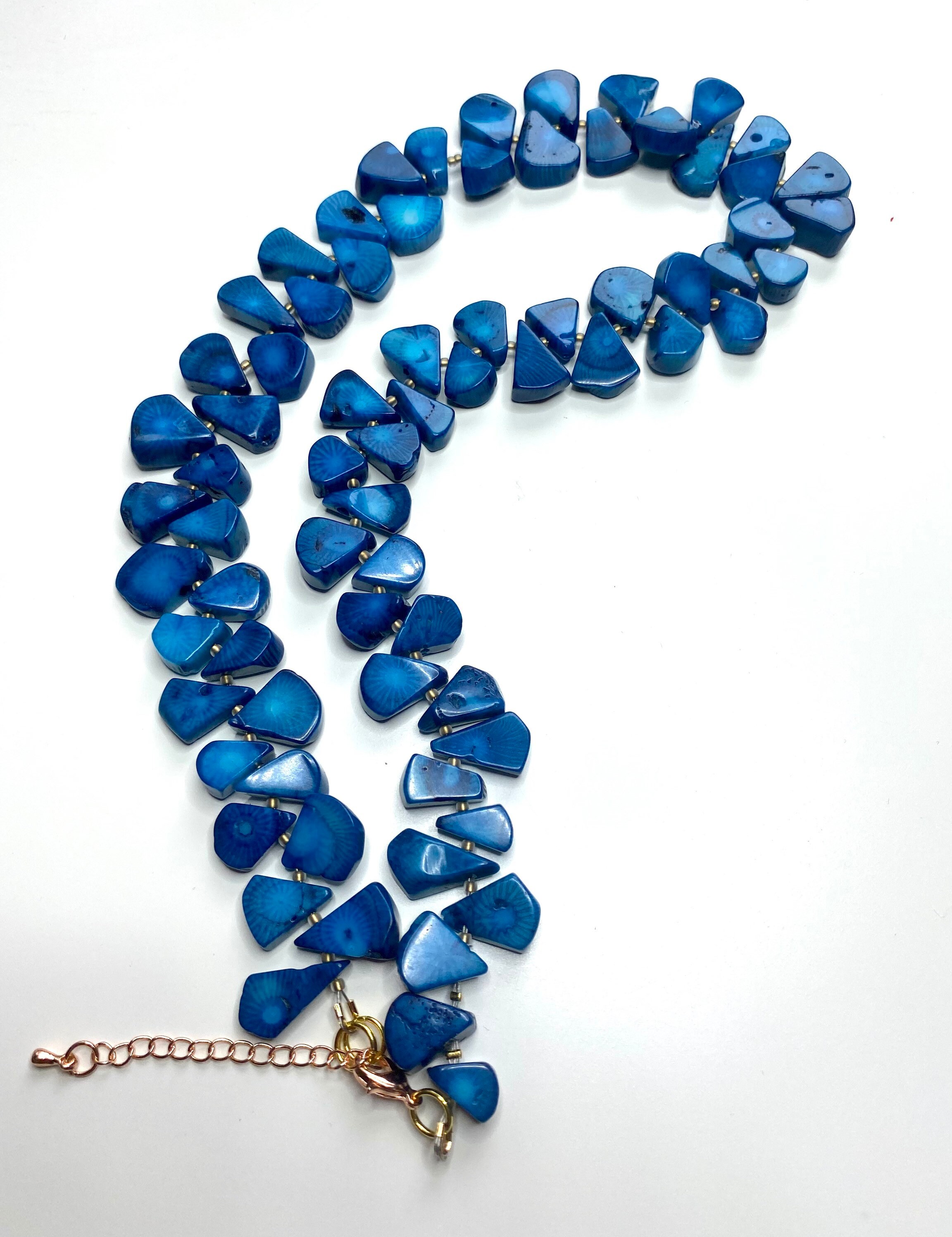 Blue Dyed Coral Bead String