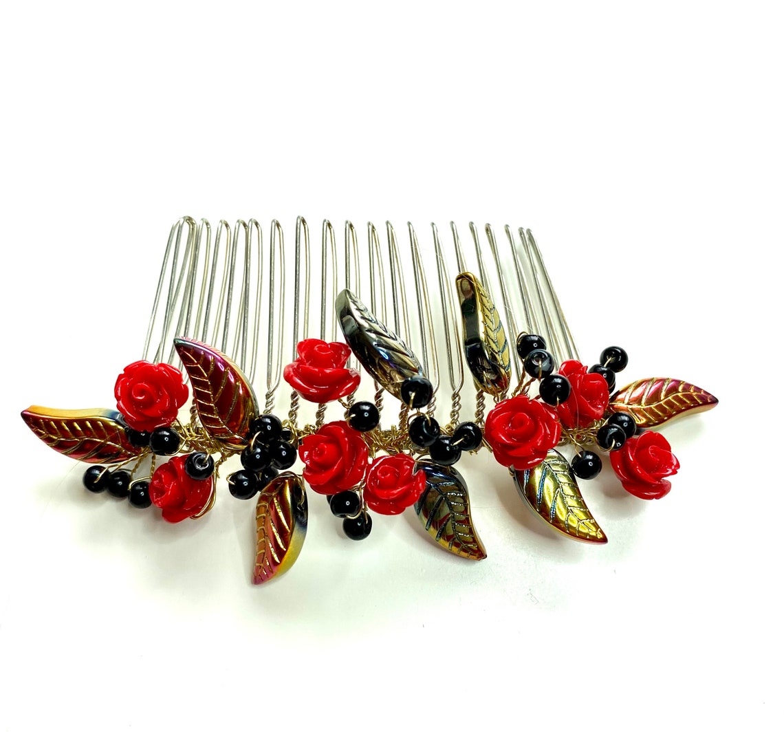Beaded Beads Flower Hair Comb Event Hair Accessories Etsy Ireland