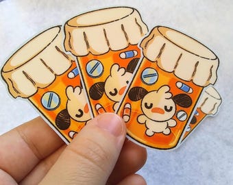 Adorable autocollant imperméable mat pour bouteille de pilules pour chiot en médecine