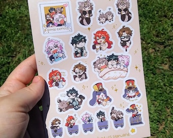 Feuille d'autocollants imperméables mat astral express crew honkai star rail