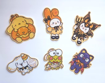 Stickers imperméables kawaii, Halloween, mascotte d'animal effrayant, amis