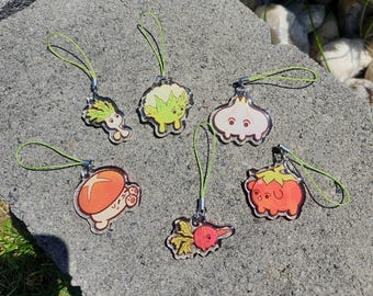 Porte-clés acrylique pour téléphone avec plante kawaii