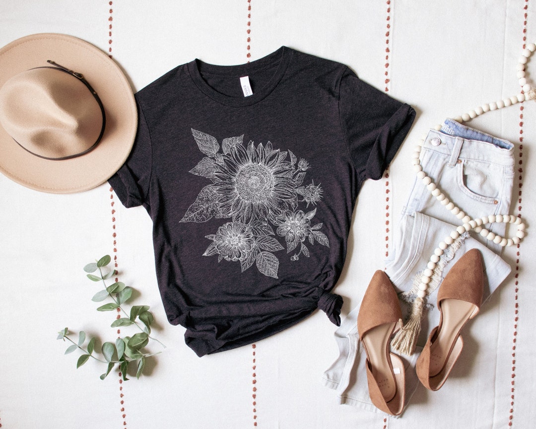 Vintage Sunflower Shirt Floral Dahlia Shirt Etsy