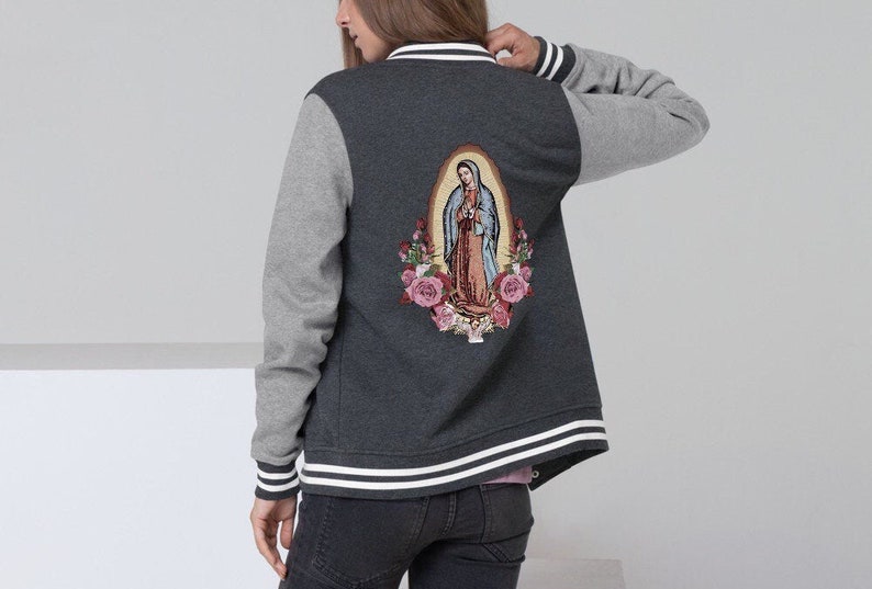 Our Lady of Guadalupe Letterman Jacket La Virgen Virgin Etsy