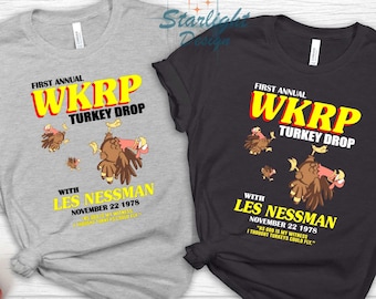 Turkey Thanksgiving Day T Shirt for Women WKRP Turkey Drop Vintage T Shirts Funny Novelty Tv Tops Blouse Tees