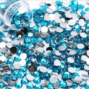 Ocean Blue (Blue Zircon) Resin High Quality Sparkle Flatback Rhinestones Choose Size: 2MM / 3MM / 4MM / 5MM / 6MM