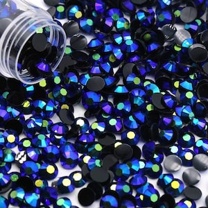 Galaxy Blue Jelly Resin Flatback Rhinestones, Sparkle Crystal Gems: 2mm, 3mm, 4mm, 5mm, 6mm