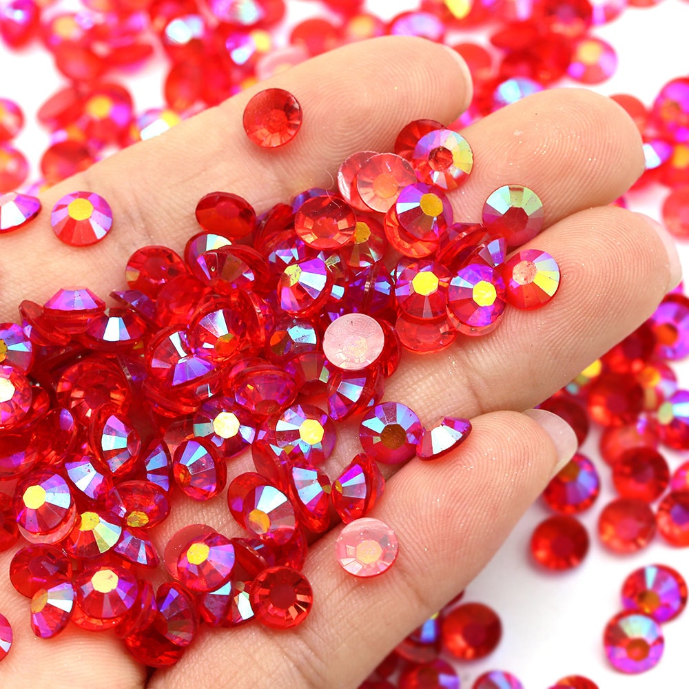 735 Pieces Red Nail Rhinestones for Acrylic Nails Red Stones for Nails  Crystals 3D Nail Diamonds Art Decoration Crafts DIY (Red) Crimson